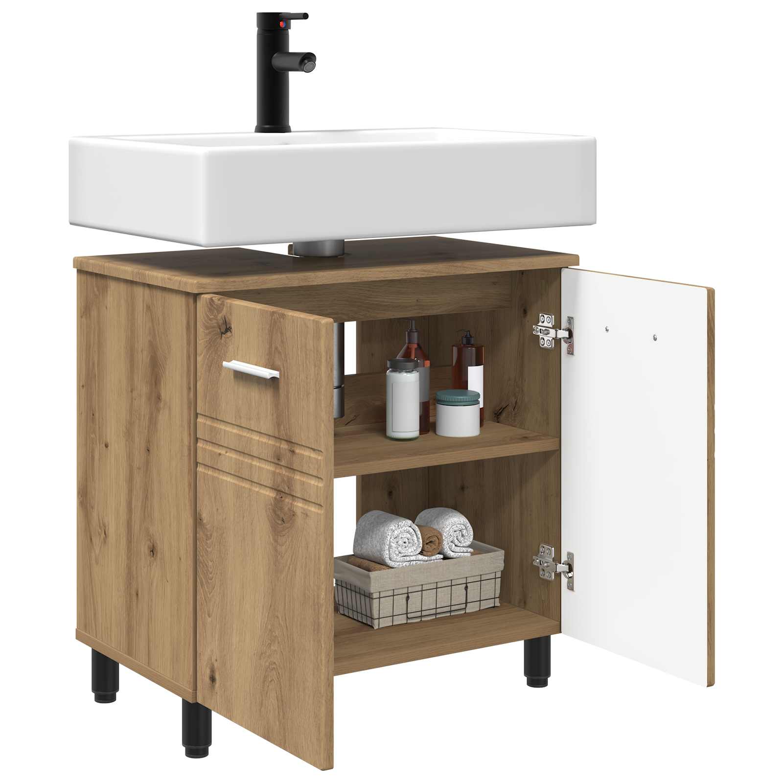 Mobiletto da bagno Rovere Artigianale 60 x 35 x 60 cm | homemem39