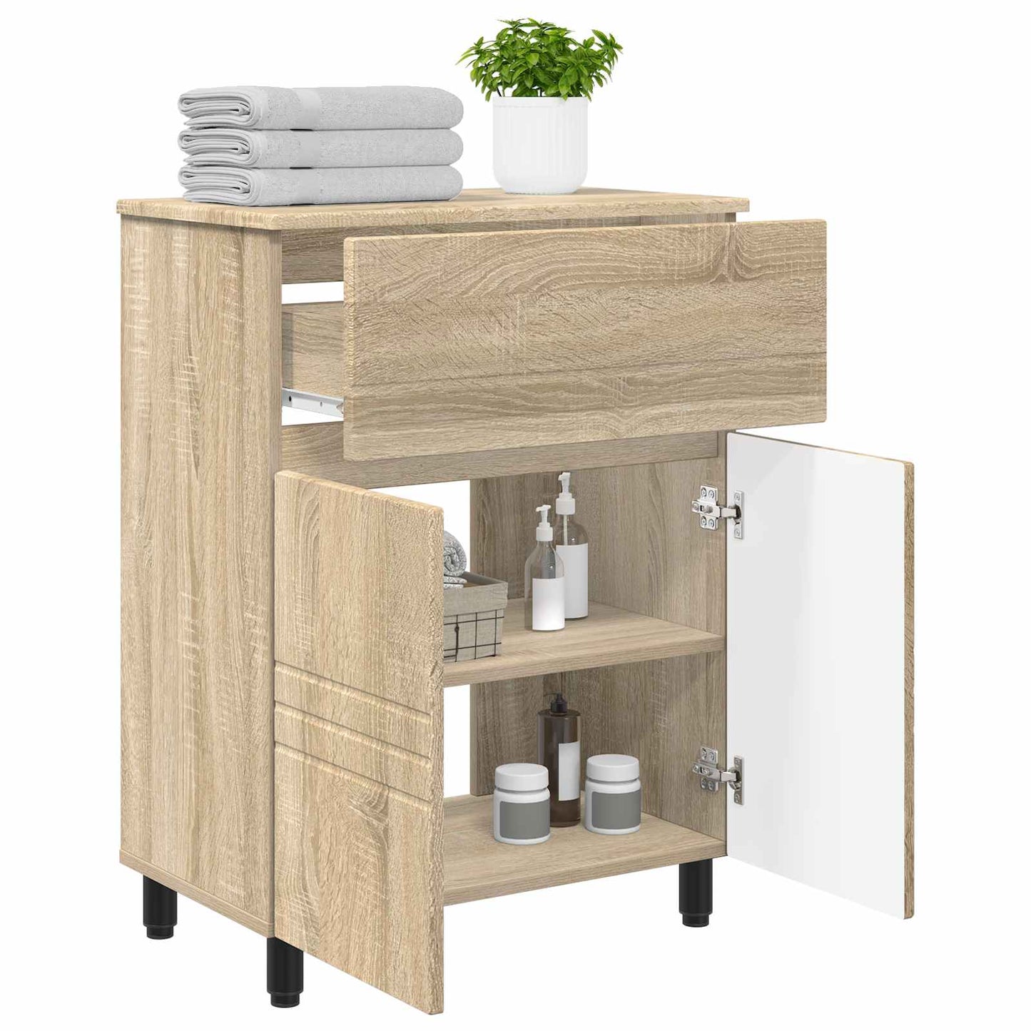 Mobiletto da bagno Rovere Sonoma 60 x 35 x 80 cm | homemem39