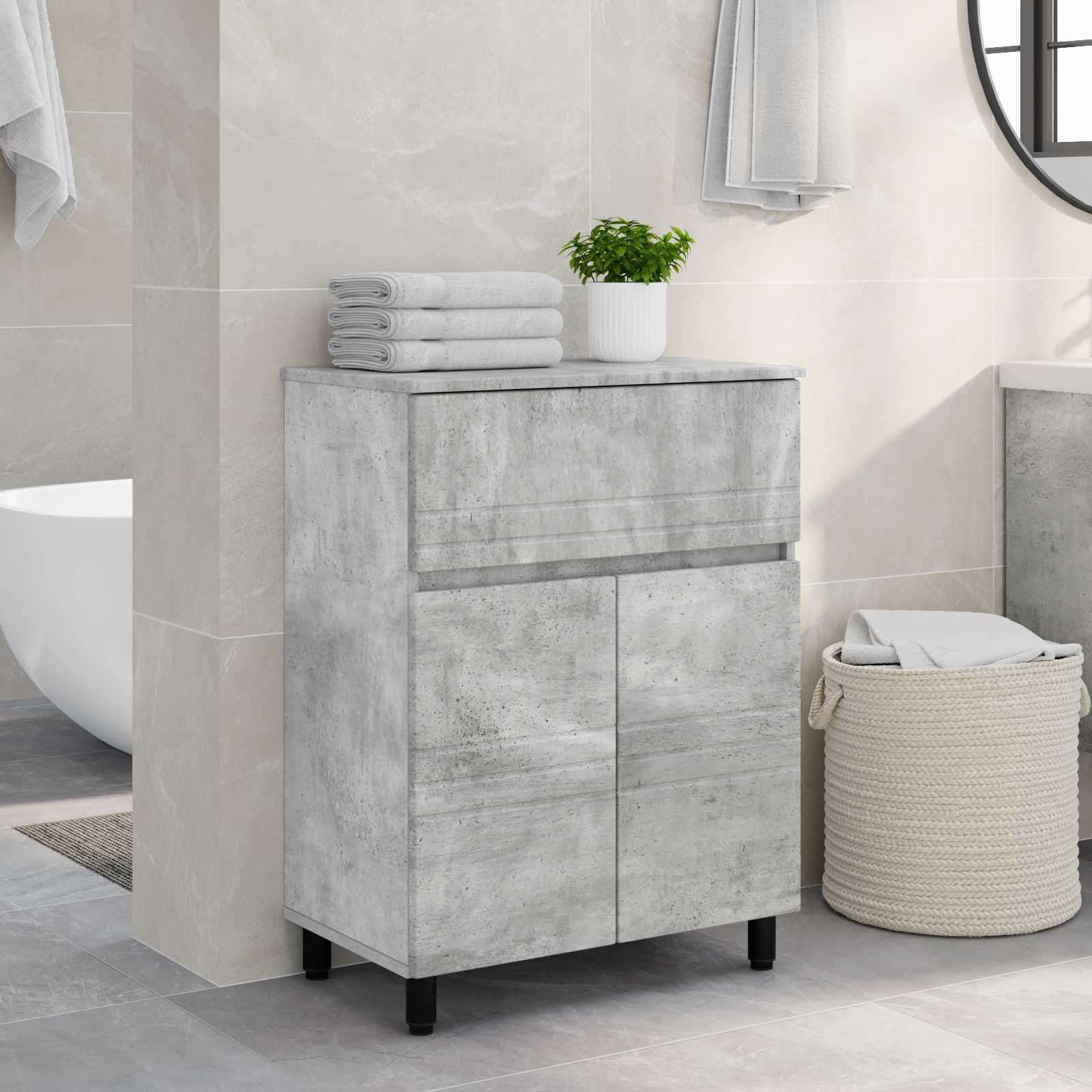 Mobiletto da bagno Grigio Cemento 60 x 35 x 80 cm | homemem39