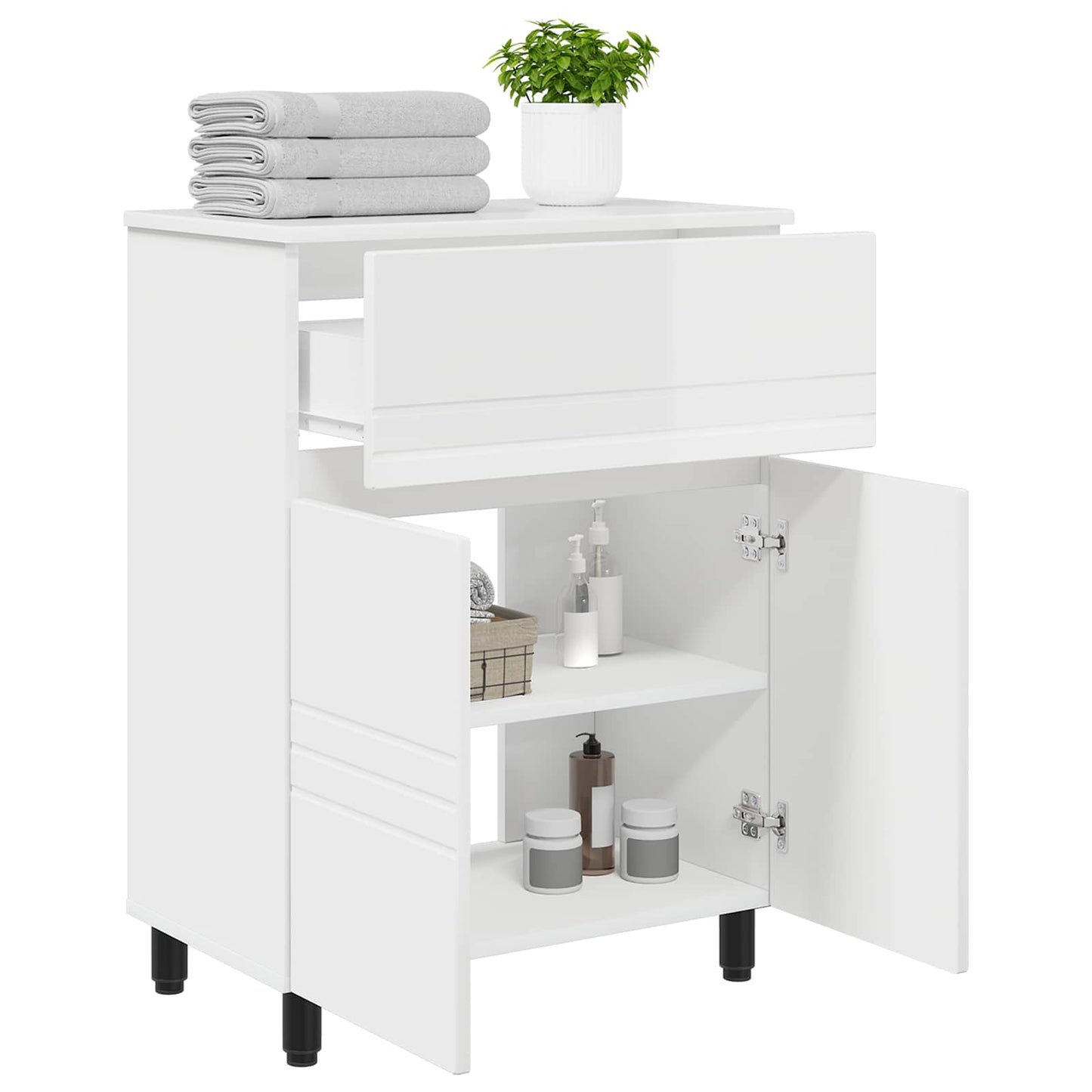 Mobiletto da bagno Bianco Lucido 60 x 35 x 80 cm | homemem39