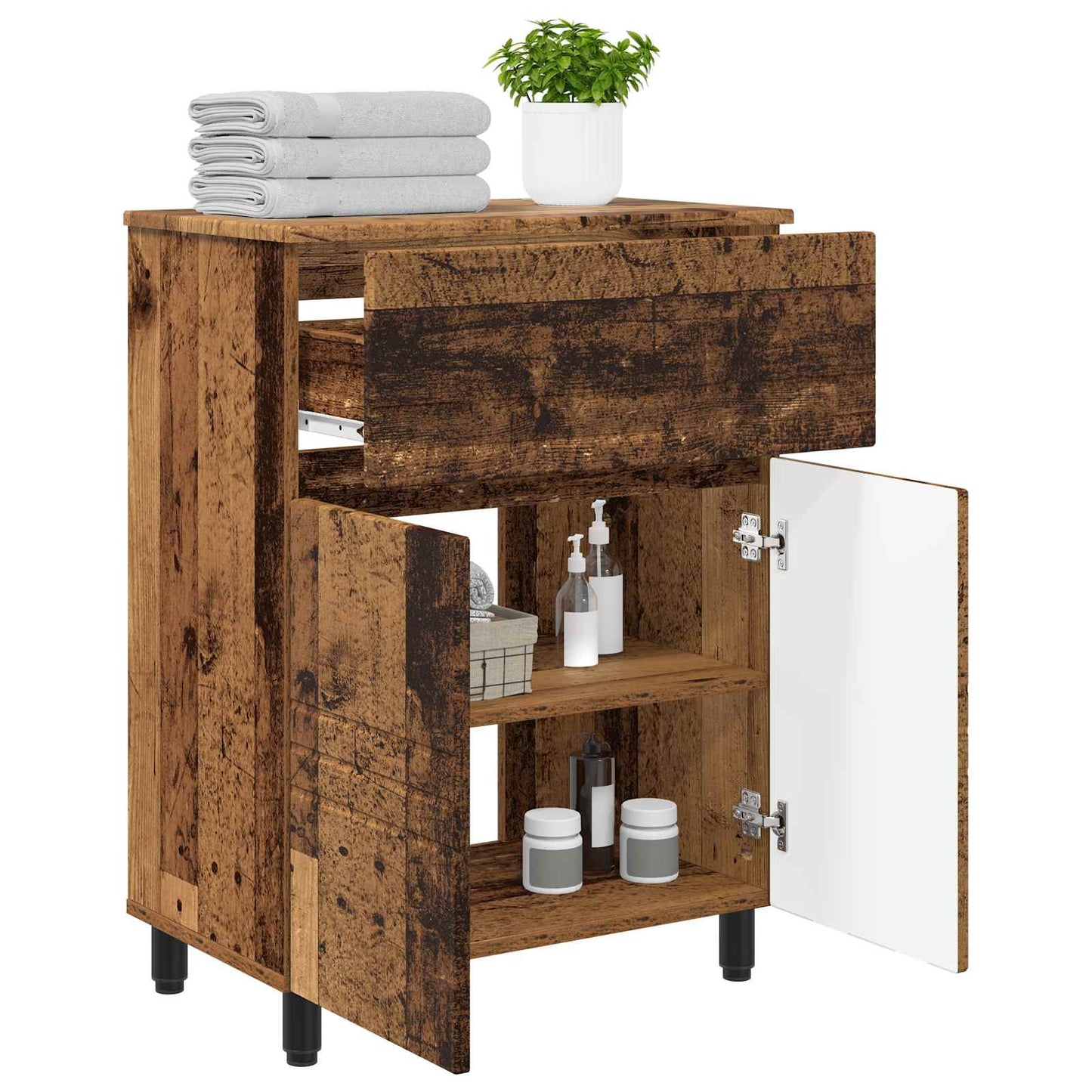 Mobiletto da bagno Legno antico 60 x 35 x 80 cm | homemem39