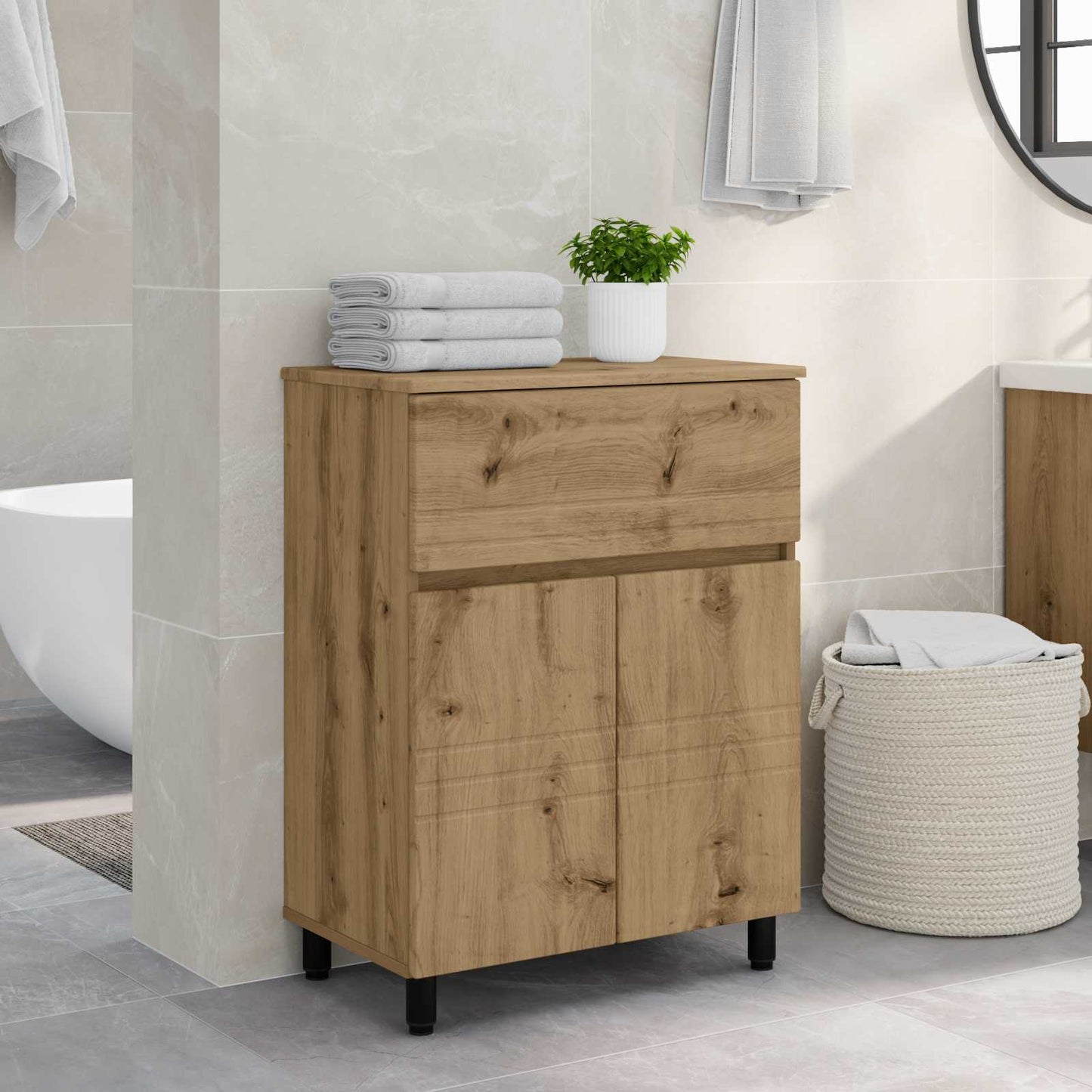 Mobiletto da bagno Rovere Artigianale 60 x 35 x 80 cm | homemem39