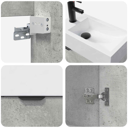 Mobile bagno con rubinetto Grigio Cemento 45,5 x 22,5 x 84 cm | homemem39