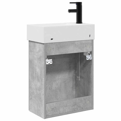 Mobile bagno con rubinetto Grigio Cemento 45,5 x 22,5 x 84 cm | homemem39