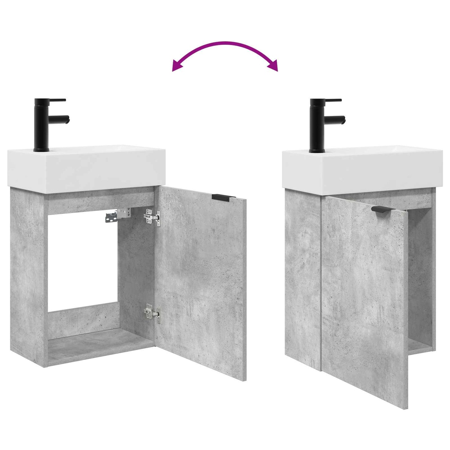 Mobile bagno con rubinetto Grigio Cemento 45,5 x 22,5 x 84 cm | homemem39