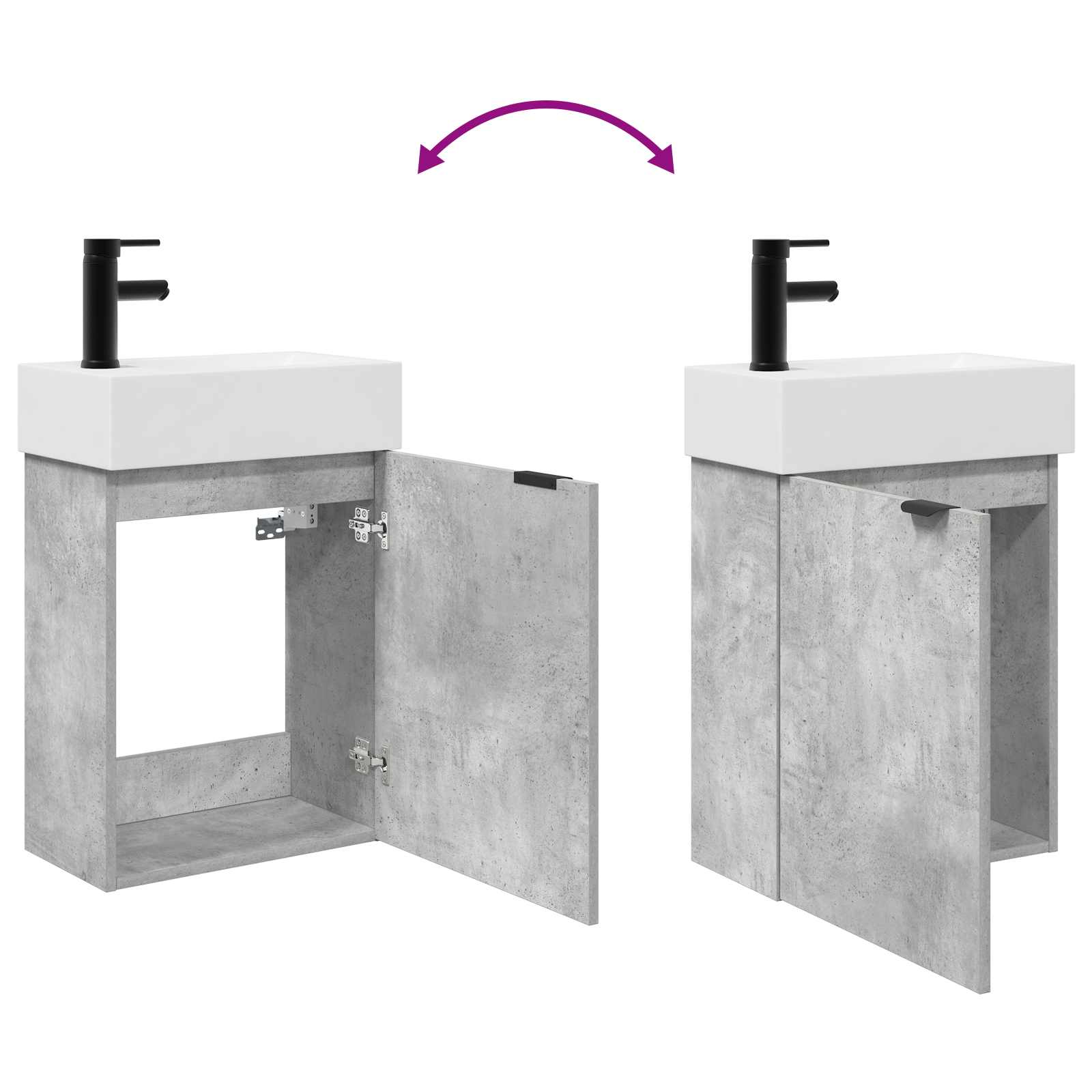 Mobile bagno con rubinetto Grigio Cemento 45,5 x 22,5 x 84 cm | homemem39