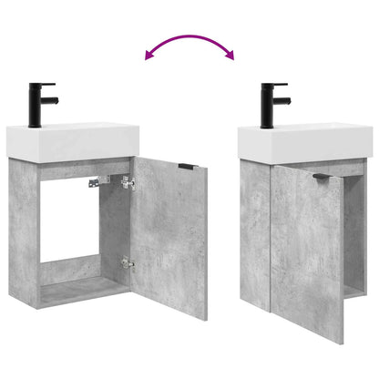 Mobile bagno con rubinetto Grigio Cemento 45,5 x 22,5 x 84 cm | homemem39