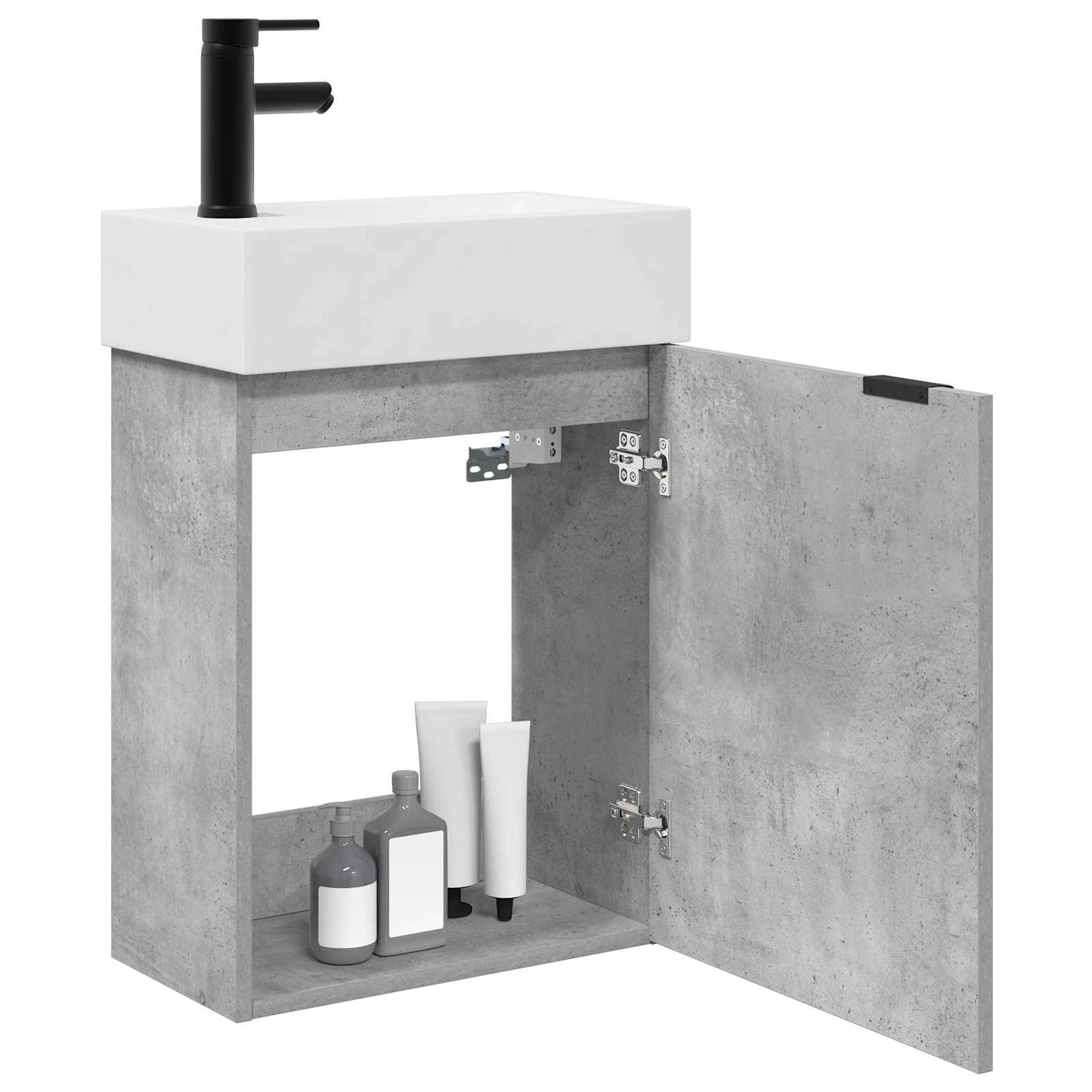 Mobile bagno con rubinetto Grigio Cemento 45,5 x 22,5 x 84 cm | homemem39
