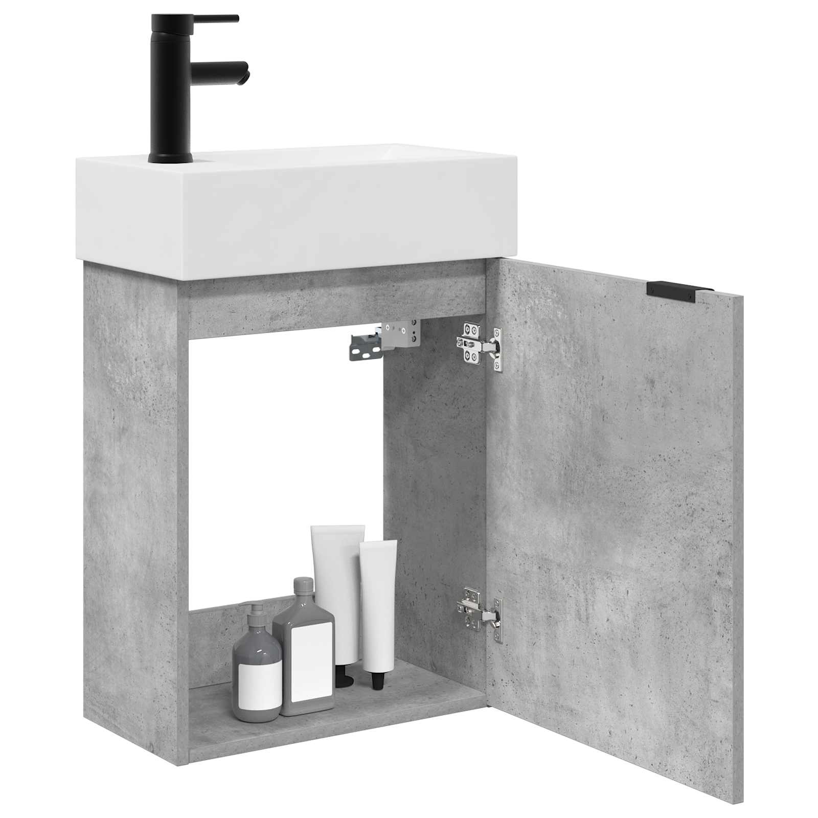 Mobile bagno con rubinetto Grigio Cemento 45,5 x 22,5 x 84 cm | homemem39