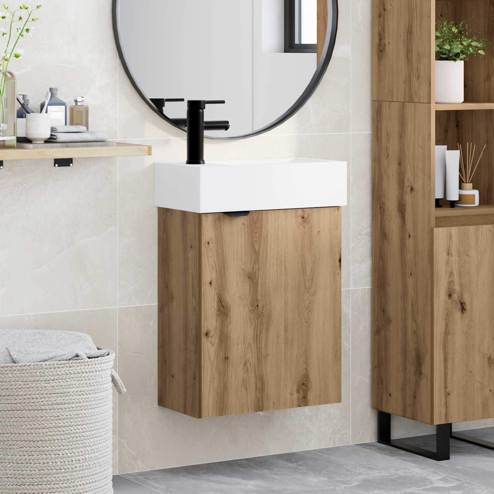 Mobile bagno con rubinetto Rovere Artigianale | homemem39