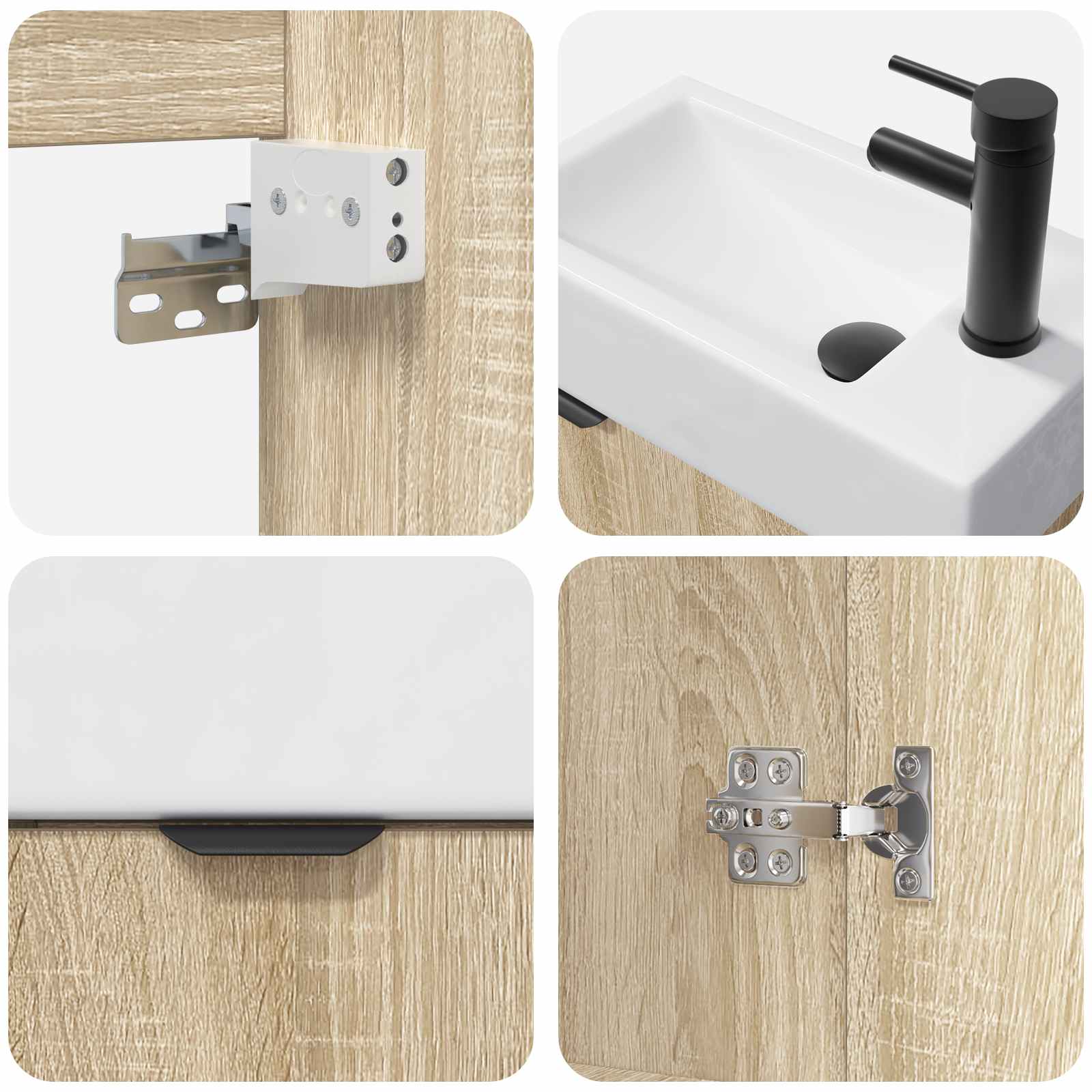 Mobile bagno con rubinetto Rovere Sonoma 45,5 x 22,5 x 84 cm | homemem39