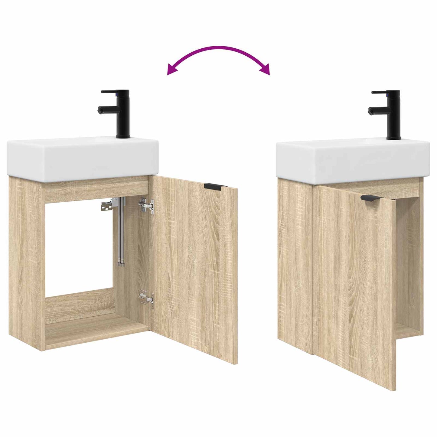 Mobile bagno con rubinetto Rovere Sonoma 45,5 x 22,5 x 84 cm | homemem39