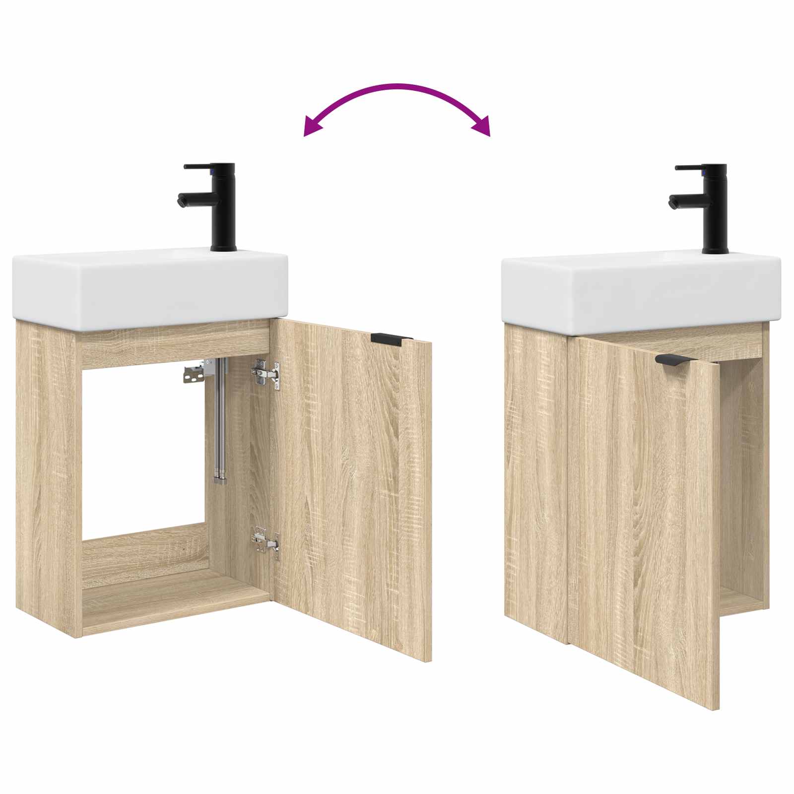 Mobile bagno con rubinetto Rovere Sonoma 45,5 x 22,5 x 84 cm | homemem39