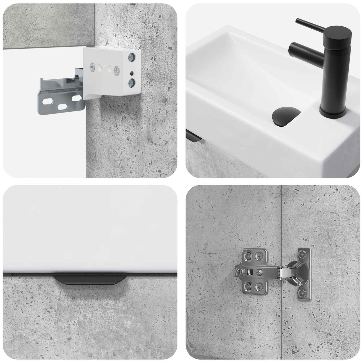 Mobile bagno con rubinetto Grigio Cemento 45,5 x 22,5 x 84 cm | homemem39