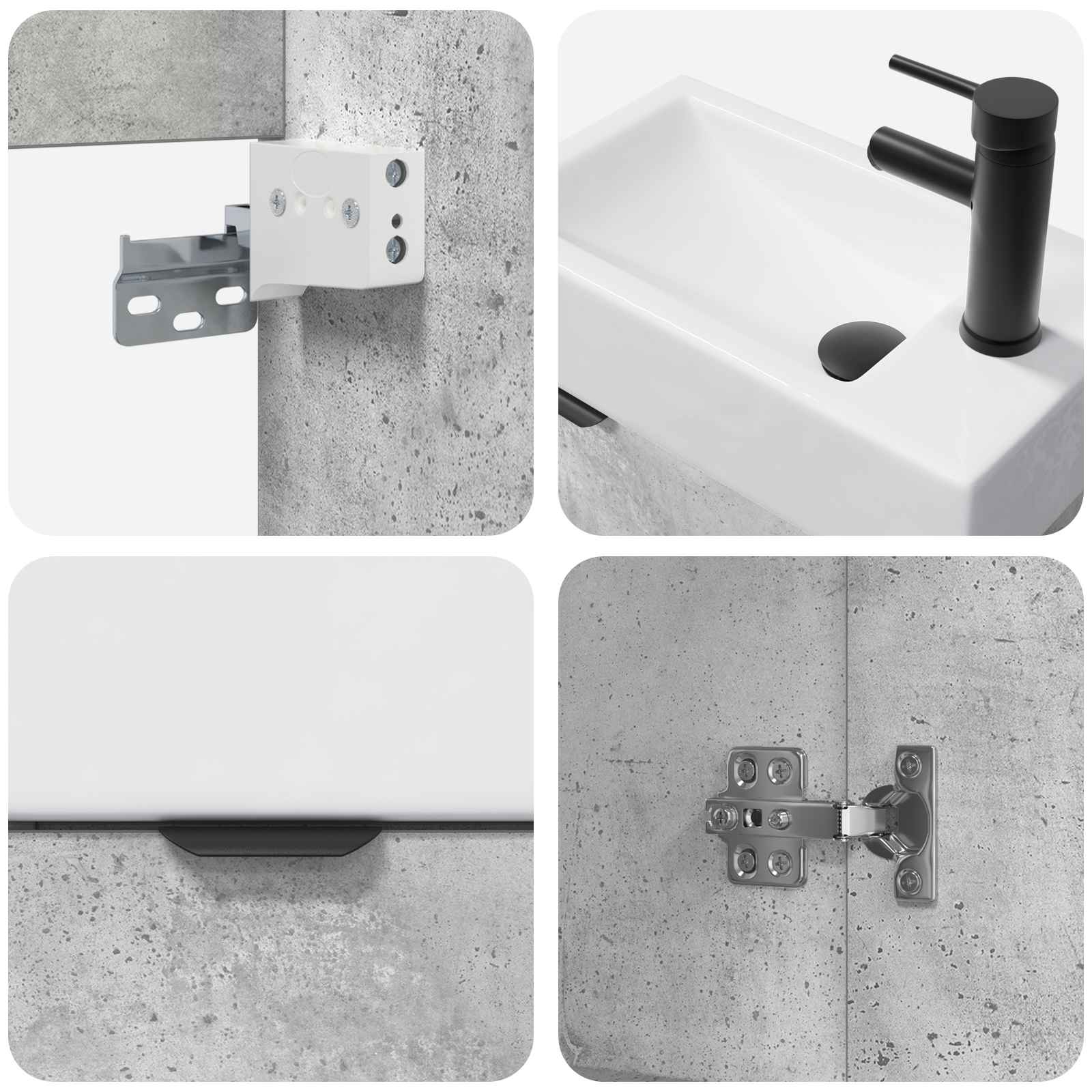 Mobile bagno con rubinetto Grigio Cemento 45,5 x 22,5 x 84 cm | homemem39