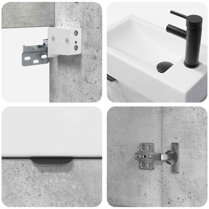 Mobile bagno con rubinetto Grigio Cemento 45,5 x 22,5 x 84 cm | homemem39