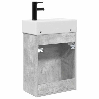 Mobile bagno con rubinetto Grigio Cemento 45,5 x 22,5 x 84 cm | homemem39