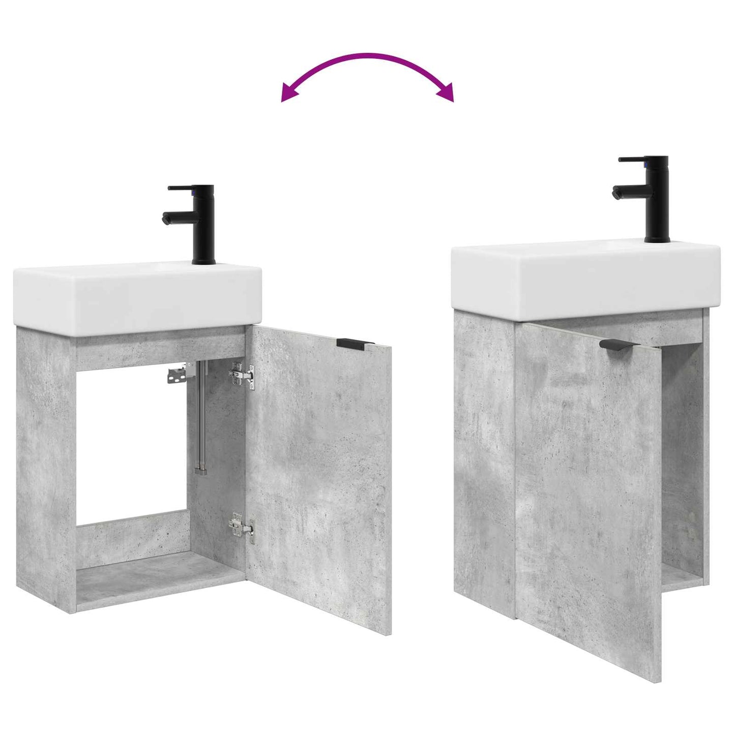 Mobile bagno con rubinetto Grigio Cemento 45,5 x 22,5 x 84 cm | homemem39