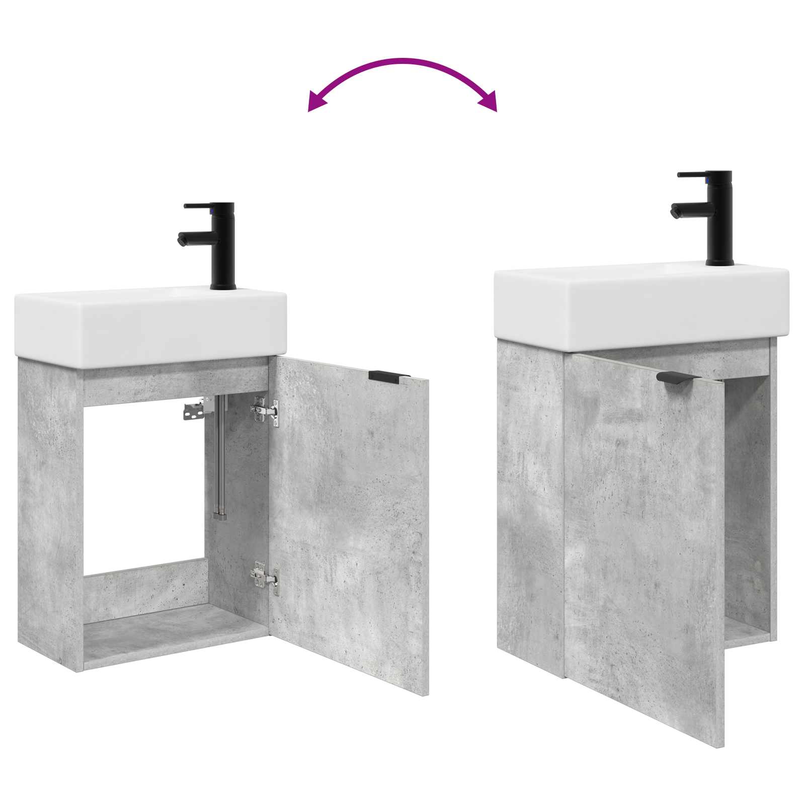 Mobile bagno con rubinetto Grigio Cemento 45,5 x 22,5 x 84 cm | homemem39