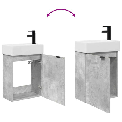 Mobile bagno con rubinetto Grigio Cemento 45,5 x 22,5 x 84 cm | homemem39