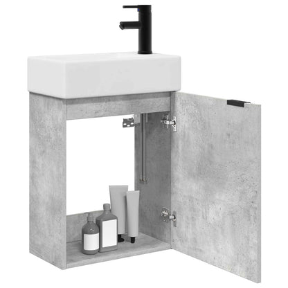 Mobile bagno con rubinetto Grigio Cemento 45,5 x 22,5 x 84 cm | homemem39