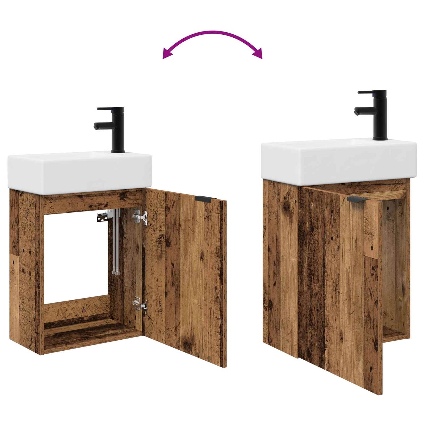 Mobile bagno con rubinetto Legno antico 45,5 x 22,5 x 84 cm | homemem39