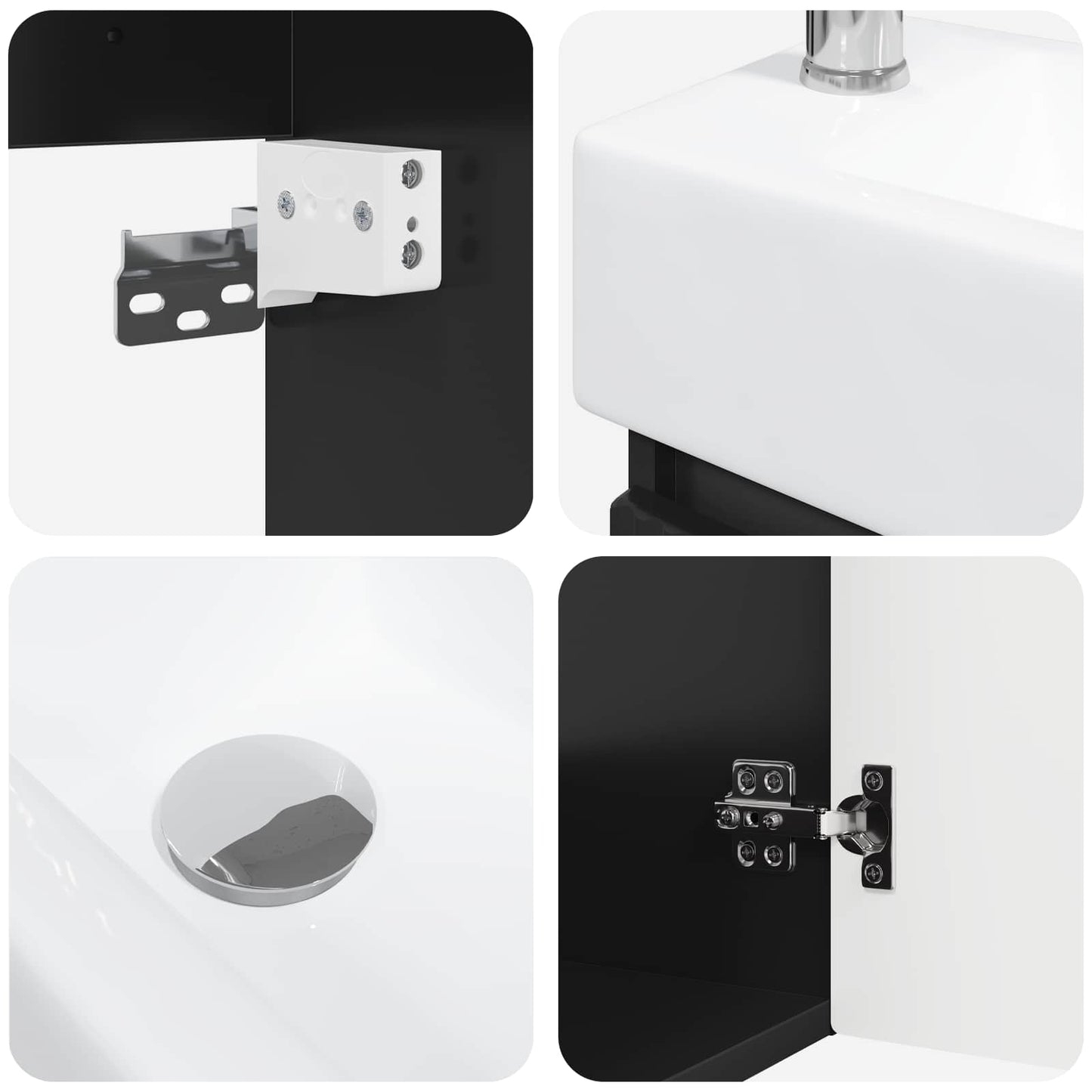Mobile bagno con rubinetto Nero 45,5 x 22,5 x 84 cm | homemem39