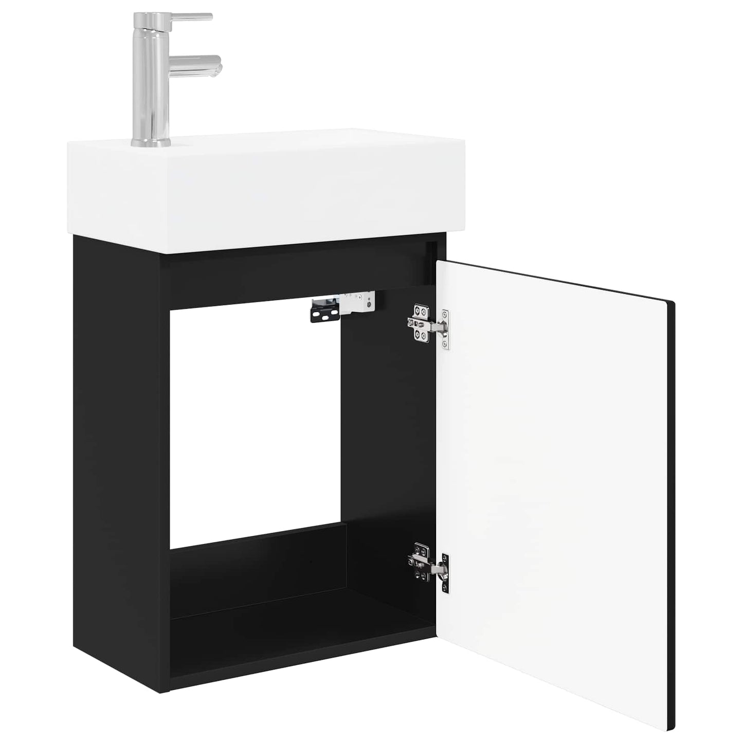 Mobile bagno con rubinetto Nero 45,5 x 22,5 x 84 cm | homemem39
