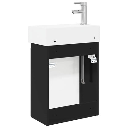 Mobile bagno con rubinetto Nero 45,5 x 22,5 x 84 cm | homemem39