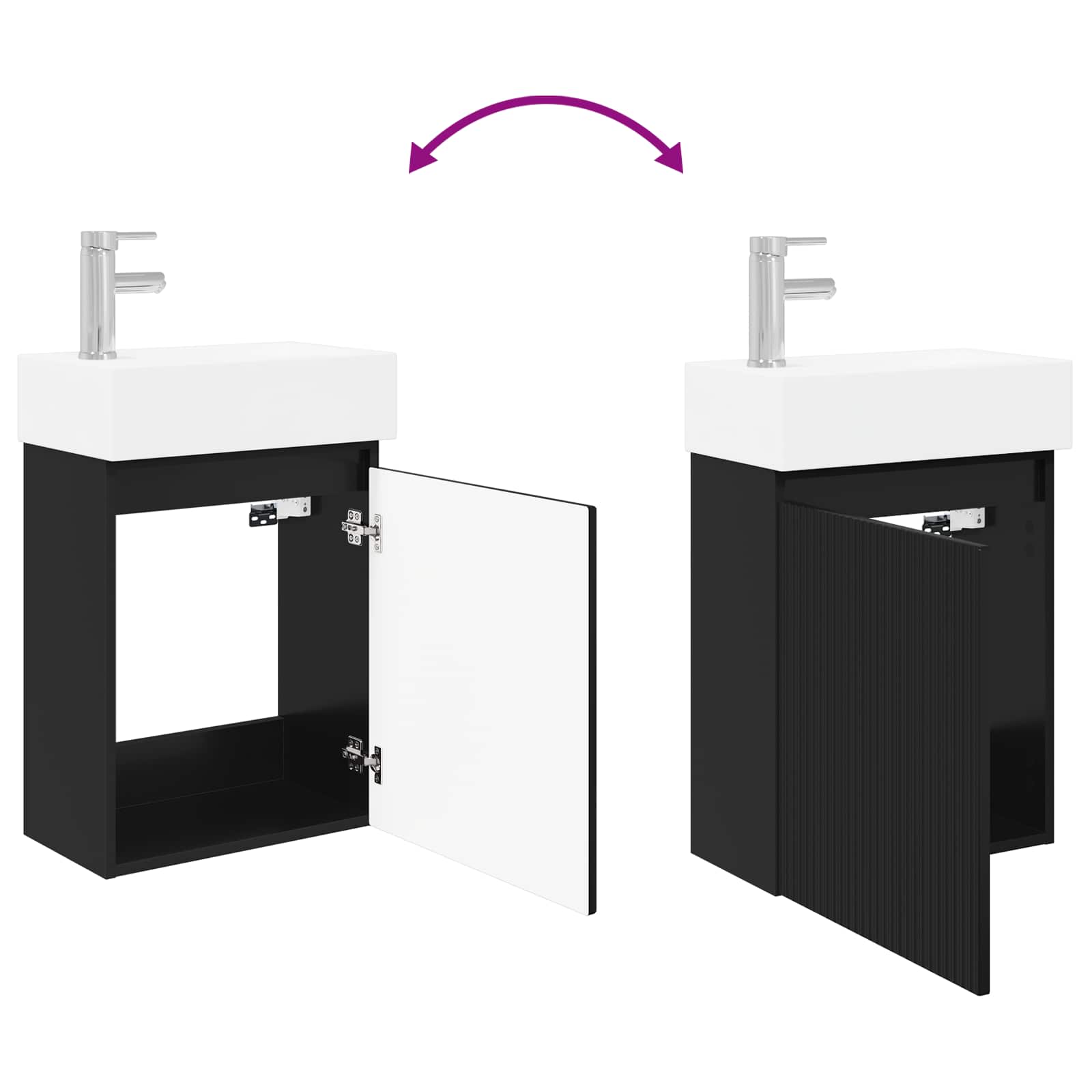 Mobile bagno con rubinetto Nero 45,5 x 22,5 x 84 cm | homemem39