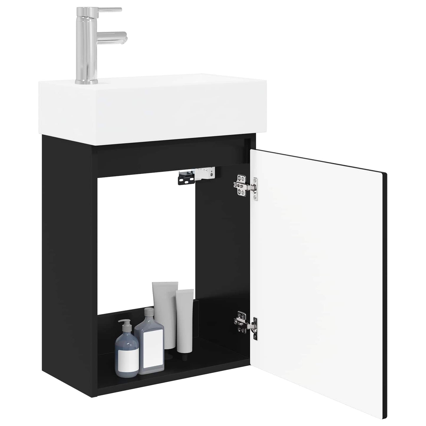 Mobile bagno con rubinetto Nero 45,5 x 22,5 x 84 cm | homemem39