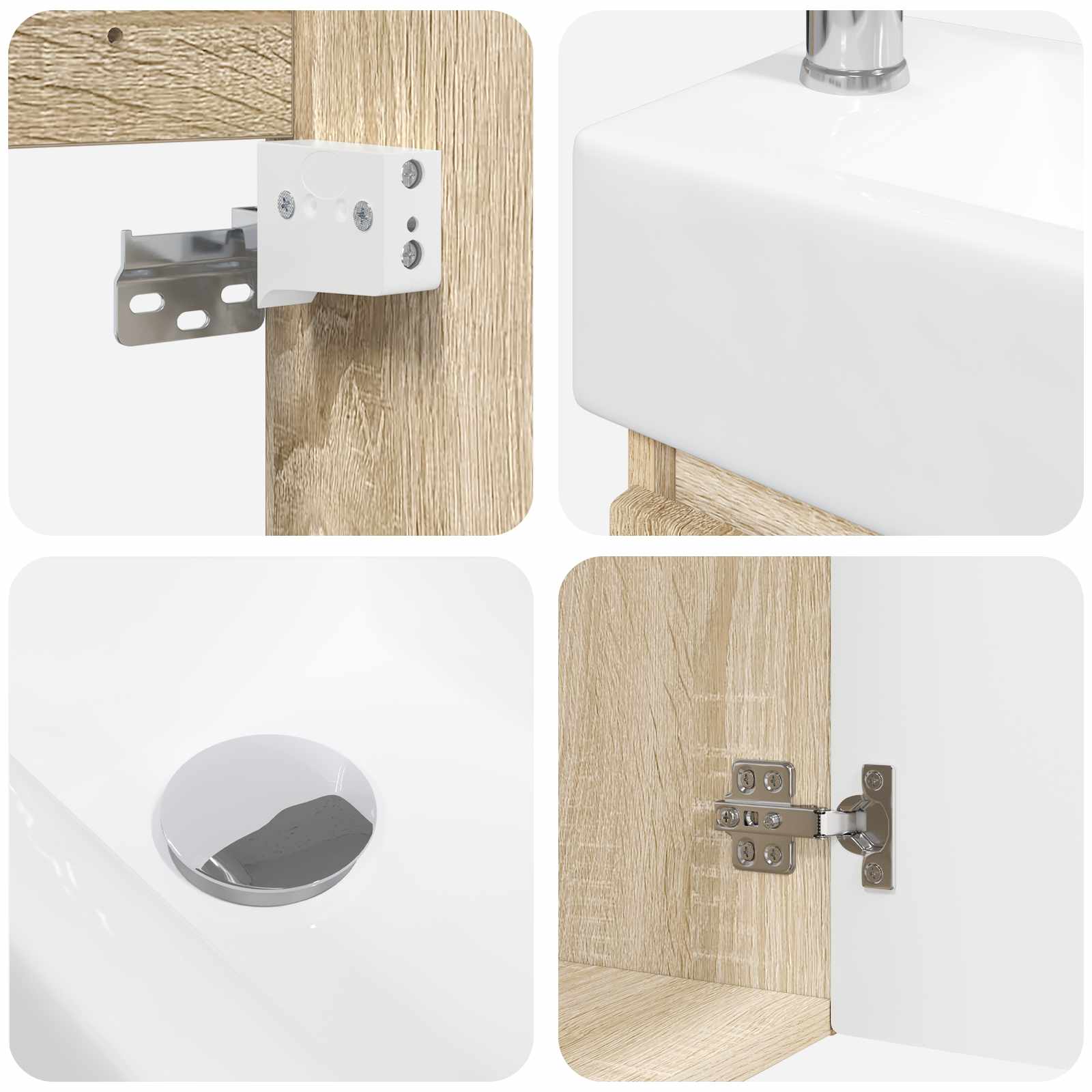 Mobile bagno con rubinetto Rovere Sonoma 45,5 x 22,5 x 84 cm | homemem39