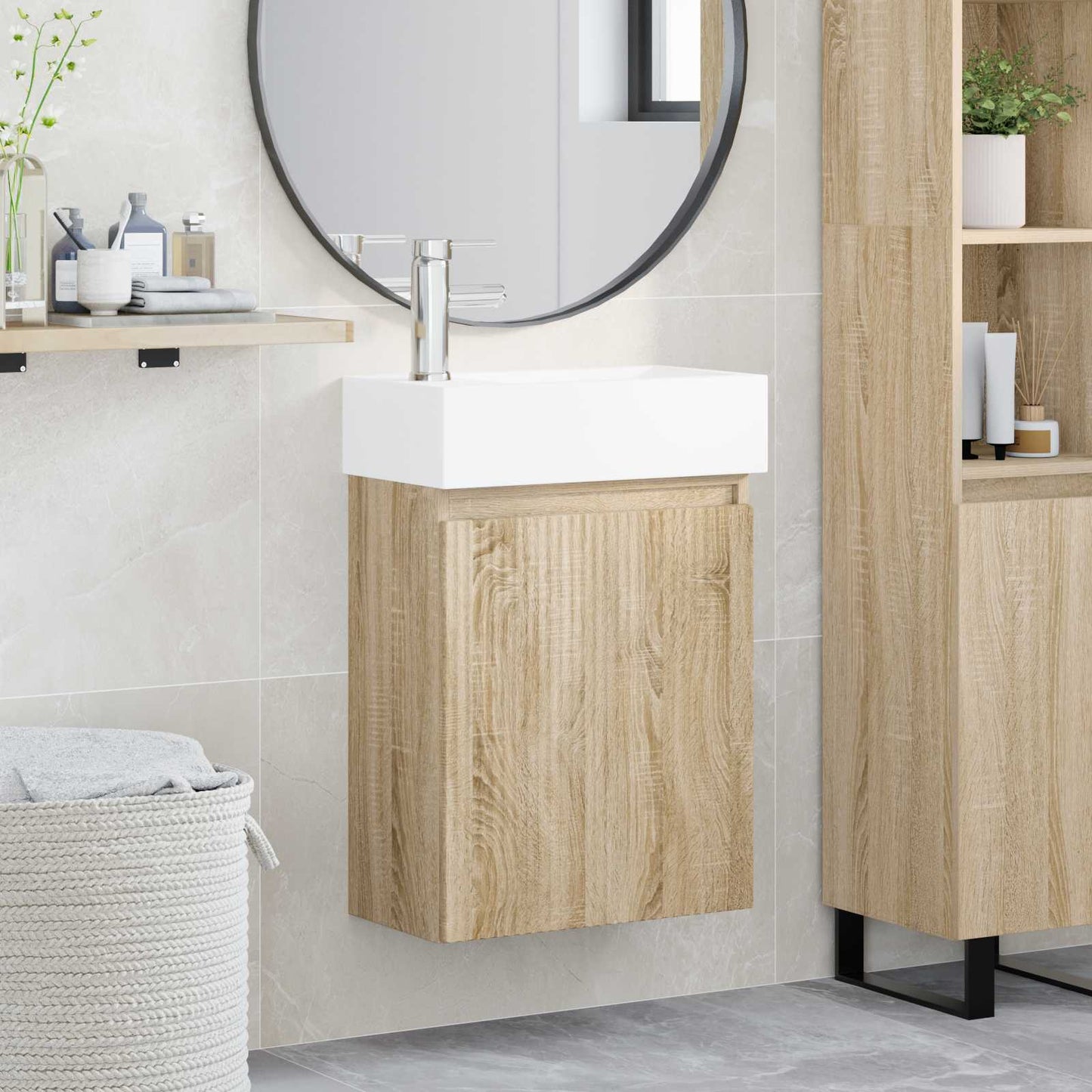 Mobile bagno con rubinetto Rovere Sonoma 45,5 x 22,5 x 84 cm | homemem39