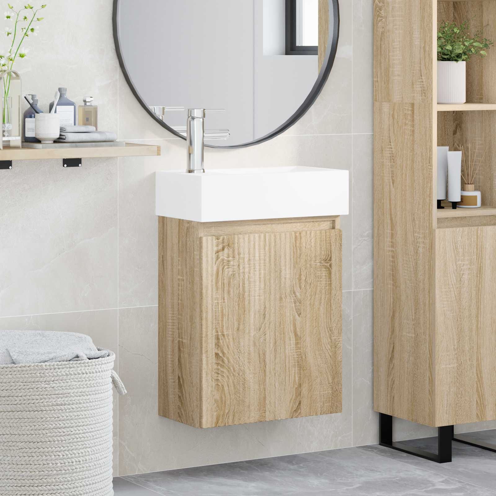 Mobile bagno con rubinetto Rovere Sonoma 45,5 x 22,5 x 84 cm | homemem39