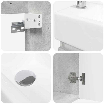 Mobile bagno con rubinetto Grigio Cemento 45,5 x 22,5 x 84 cm | homemem39