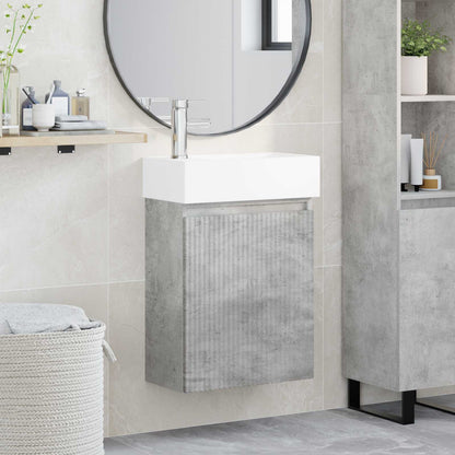 Mobile bagno con rubinetto Grigio Cemento 45,5 x 22,5 x 84 cm
