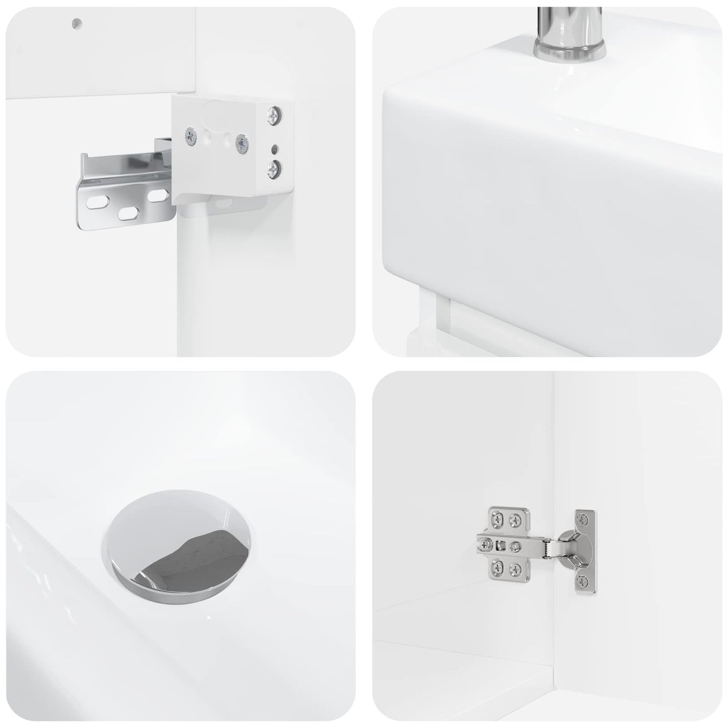 Mobile bagno con rubinetto Bianco Lucido 45,5 x 22,5 x 84 cm | homemem39