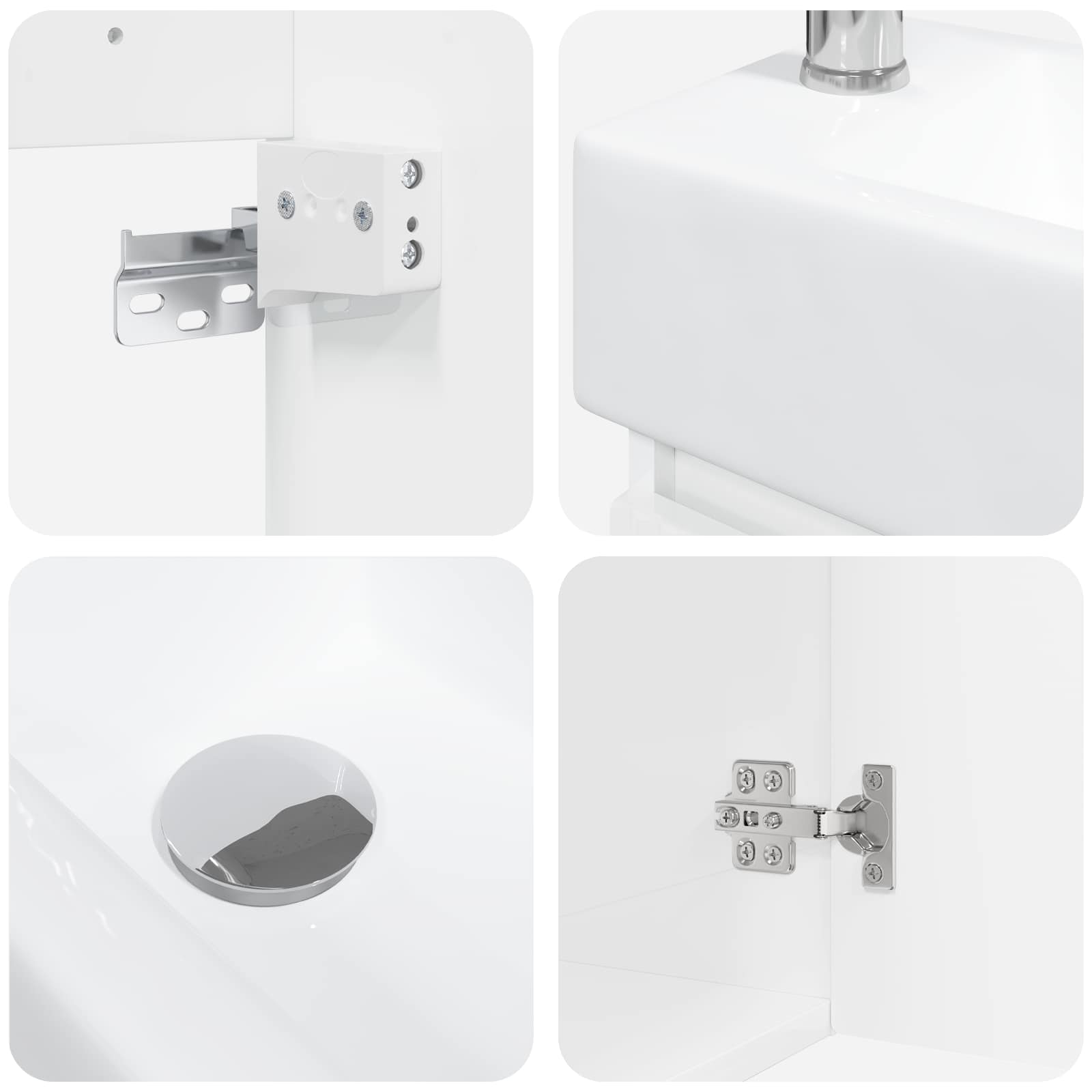 Mobile bagno con rubinetto Bianco Lucido 45,5 x 22,5 x 84 cm | homemem39