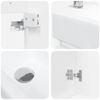 Mobile bagno con rubinetto Bianco Lucido 45,5 x 22,5 x 84 cm | homemem39