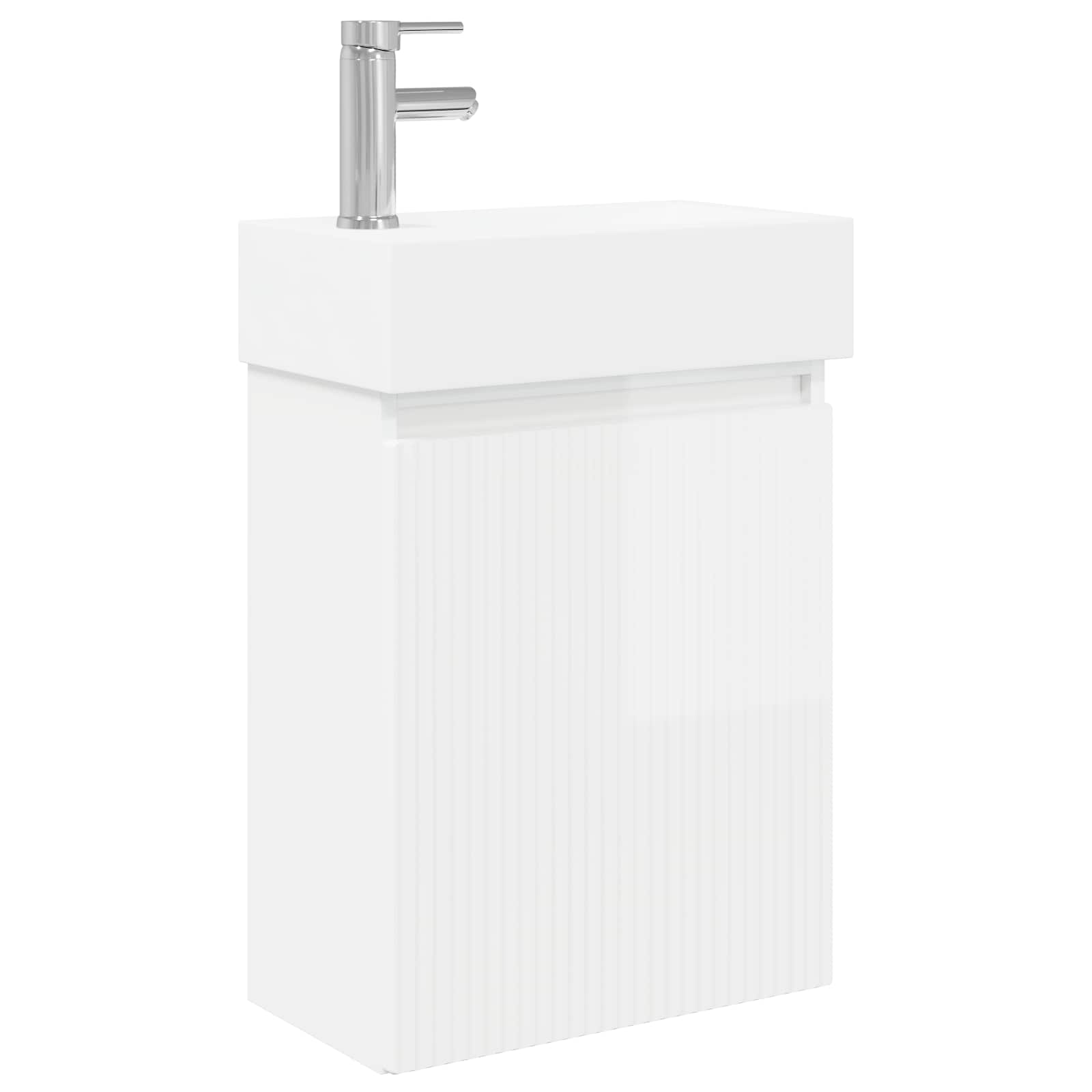 Mobile bagno con rubinetto Bianco Lucido 45,5 x 22,5 x 84 cm | homemem39