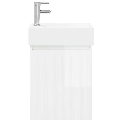 Mobile bagno con rubinetto Bianco Lucido 45,5 x 22,5 x 84 cm | homemem39