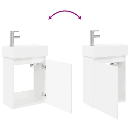 Mobile bagno con rubinetto Bianco Lucido 45,5 x 22,5 x 84 cm | homemem39