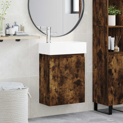 Mobile bagno con rubinetto Rovere Fumo 45,5 x 22,5 x 84 cm