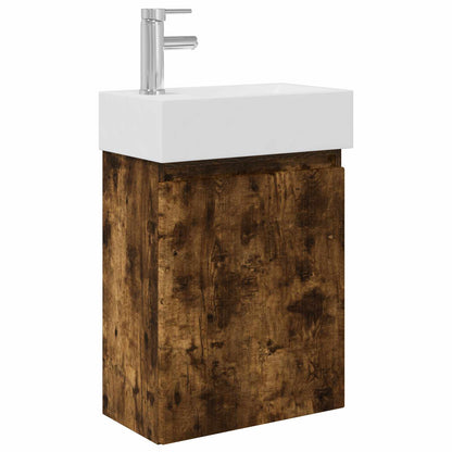 Mobile bagno con rubinetto Rovere Fumo 45,5 x 22,5 x 84 cm