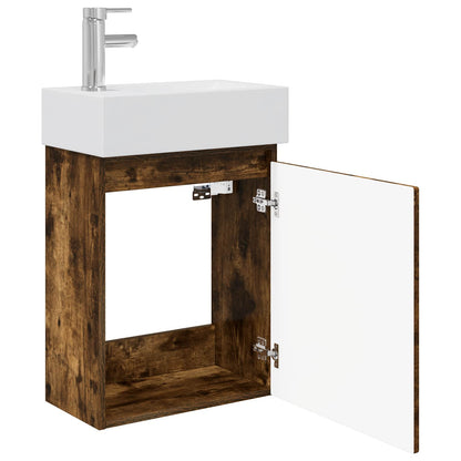 Mobile bagno con rubinetto Rovere Fumo 45,5 x 22,5 x 84 cm