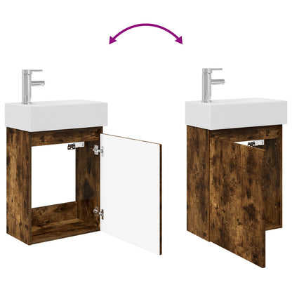 Mobile bagno con rubinetto Rovere Fumo 45,5 x 22,5 x 84 cm