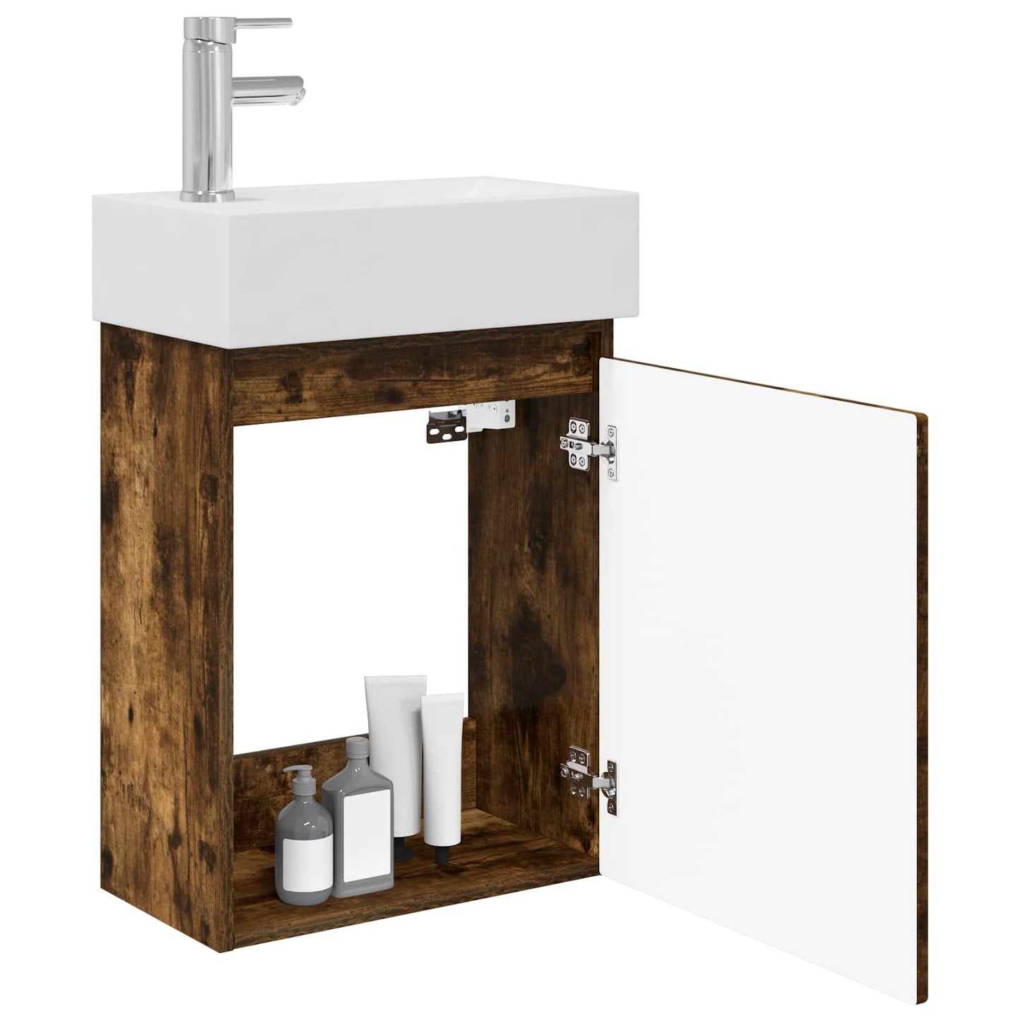 Mobile bagno con rubinetto Rovere Fumo 45,5 x 22,5 x 84 cm