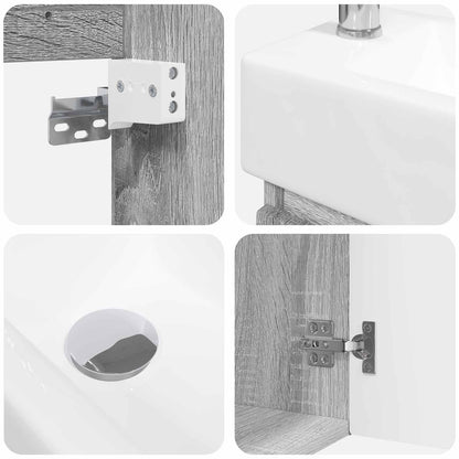 Mobile bagno con rubinetto Sonoma grigio 45,5 x 22,5 x 84 cm | homemem39