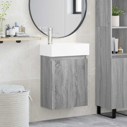 Mobile bagno con rubinetto Sonoma grigio 45,5 x 22,5 x 84 cm | homemem39