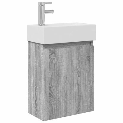 Mobile bagno con rubinetto Sonoma grigio 45,5 x 22,5 x 84 cm | homemem39